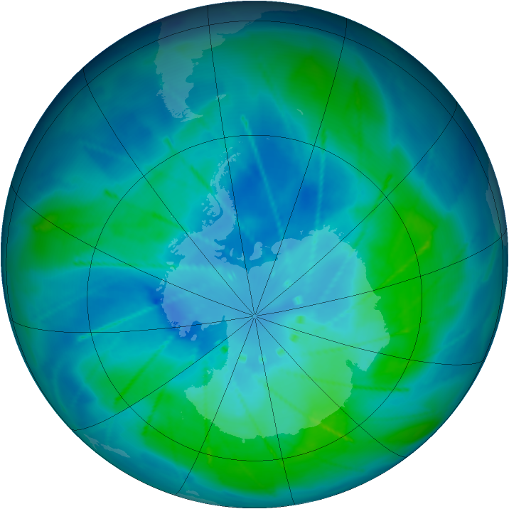 Antarctic ozone map for 26 February 2010